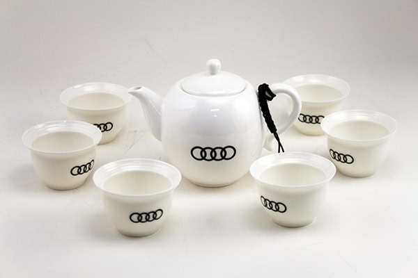 Bộ ấm trà gốm sứ in logo