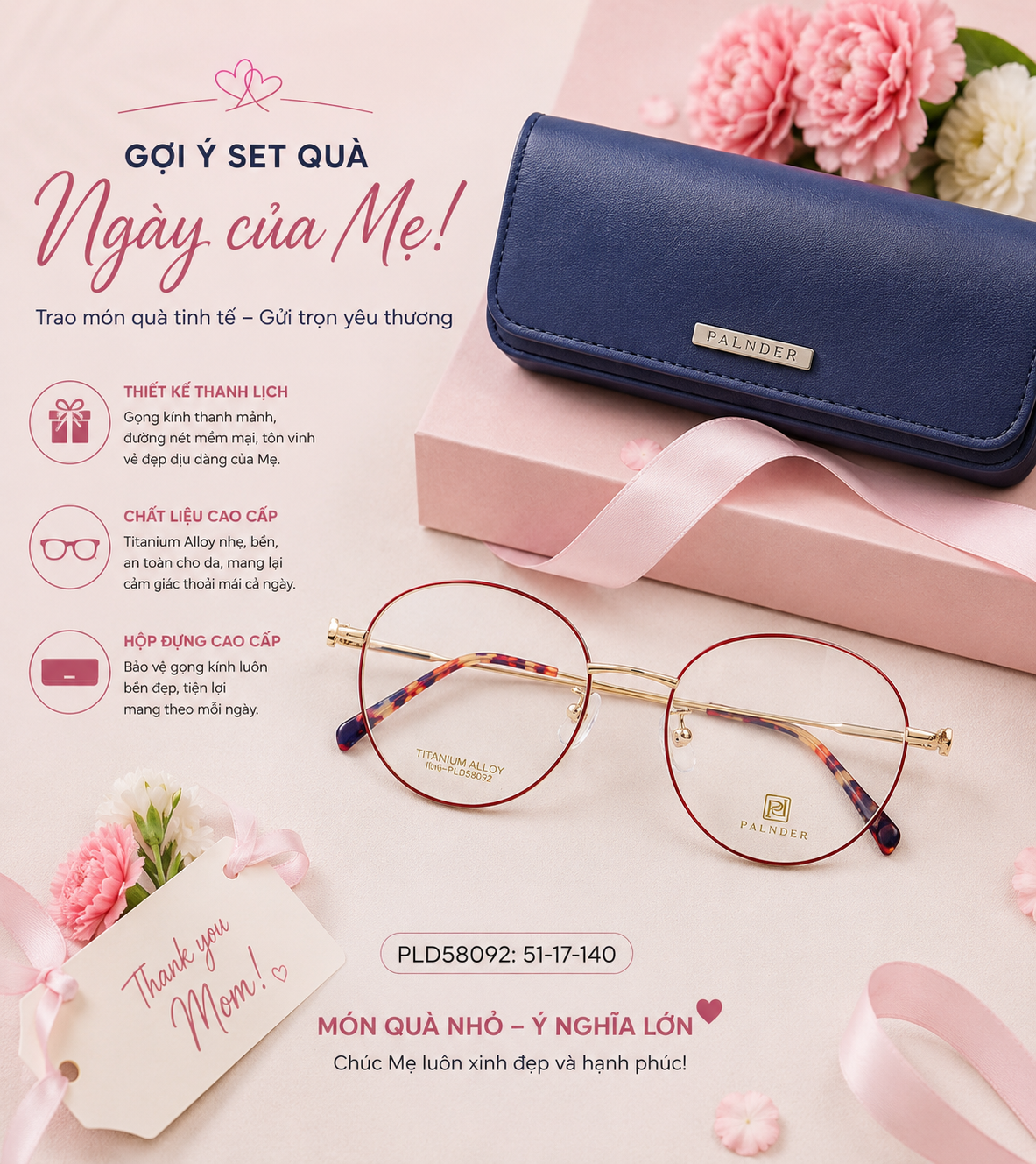 Gọng kính PALNDER (Mã PLD58092) – Sang Trọng, Thanh Lịch