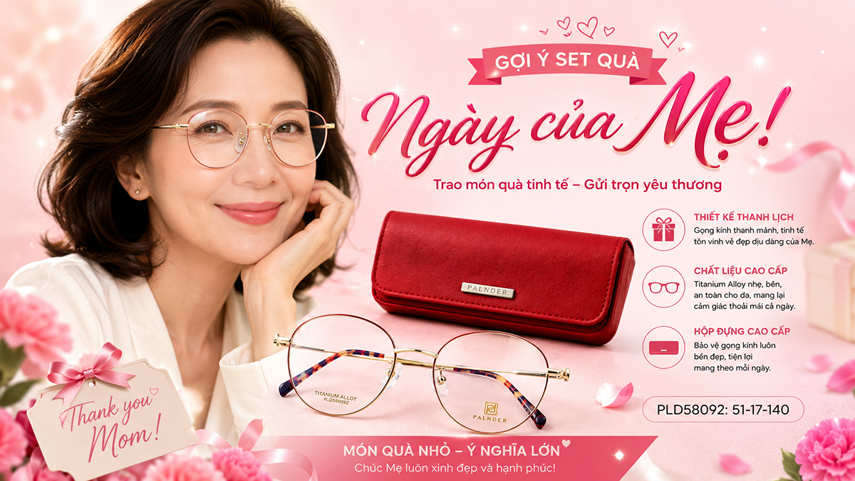 Gợi Ý Set Quà Ngày Của Mẹ: Lưu Giữ Thanh Xuân Cùng Gọng Kính Nữ Cao Cấp