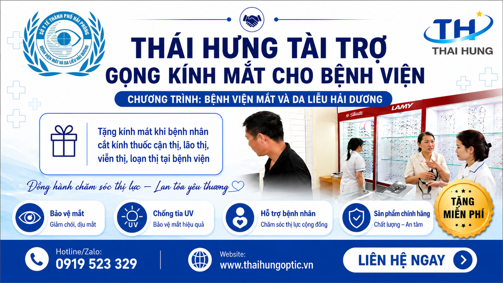 Thái Hưng Optic Tài Trợ Gọng Kính Mát Cho Bệnh Nhân Tại Hải Dương