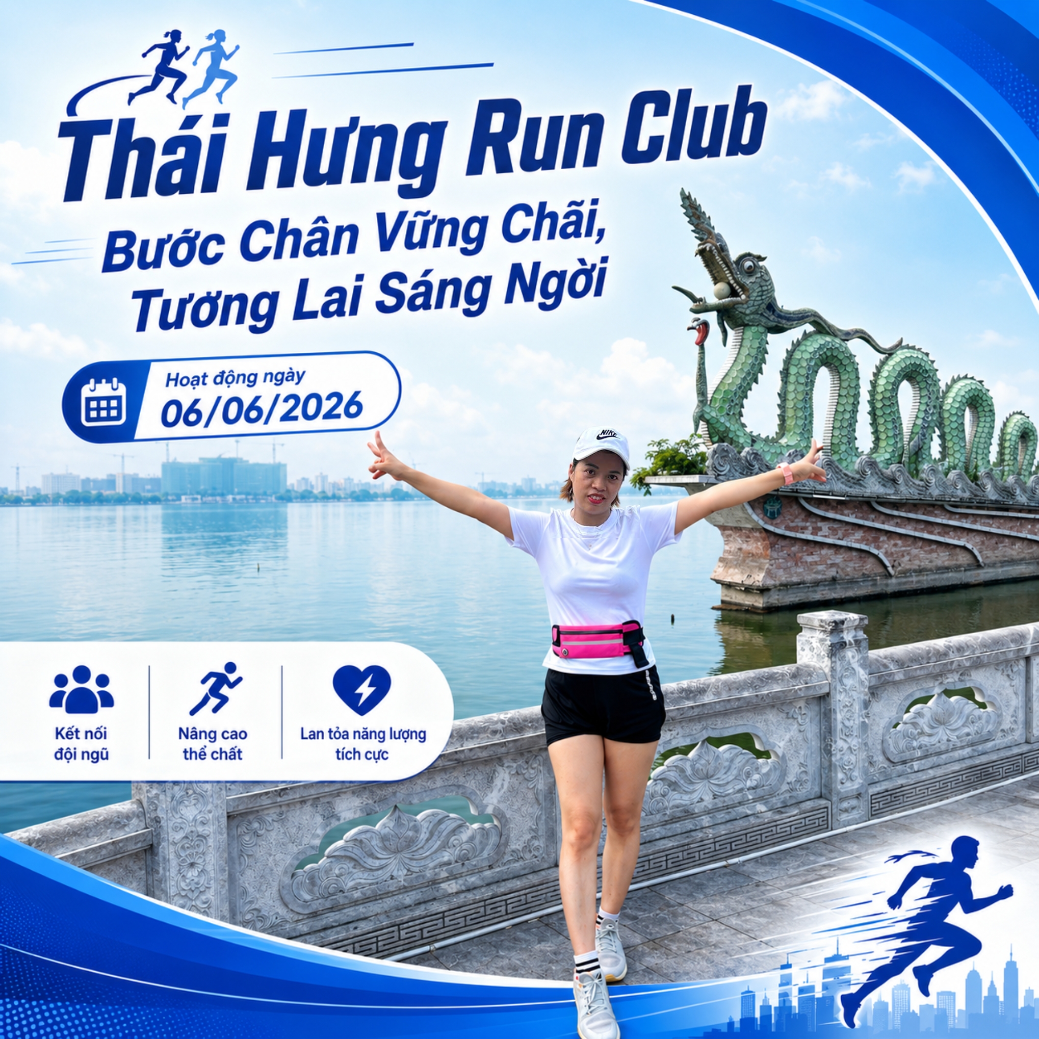 hành viên Thái Hưng Run Club đi bộ và rèn luyện sức khỏe ngoài trời
