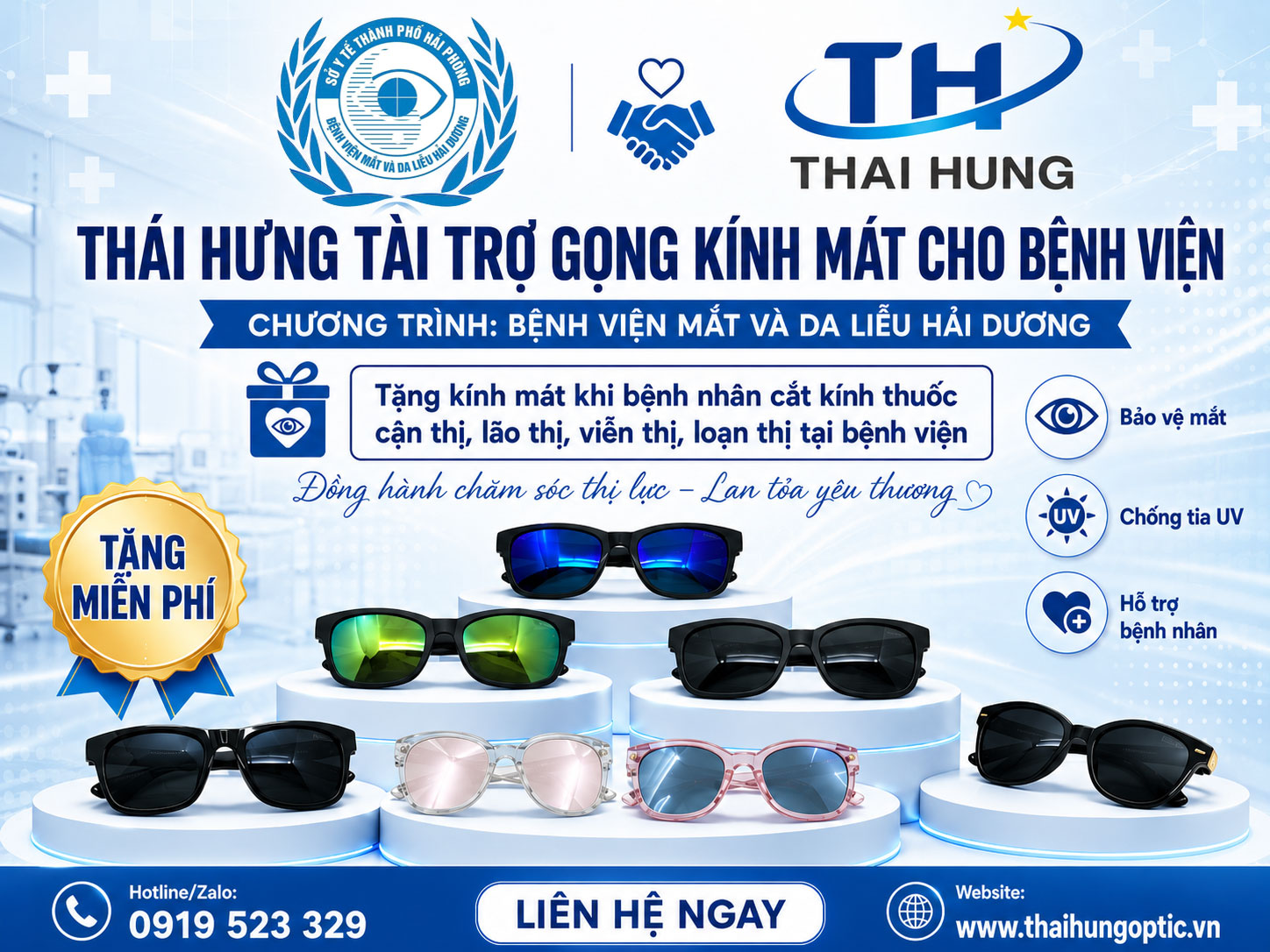 Thái Hưng Optic Tài Trợ Gọng Kính Mát Cho Bệnh Nhân Tại Hải Dương