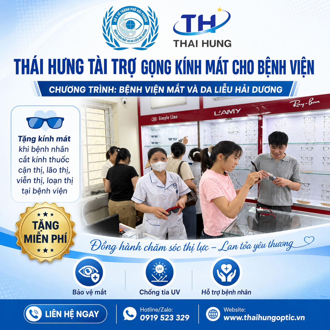 Thái Hưng Optic Tài Trợ Gọng Kính Mát Cho Bệnh Nhân Tại Hải Dương