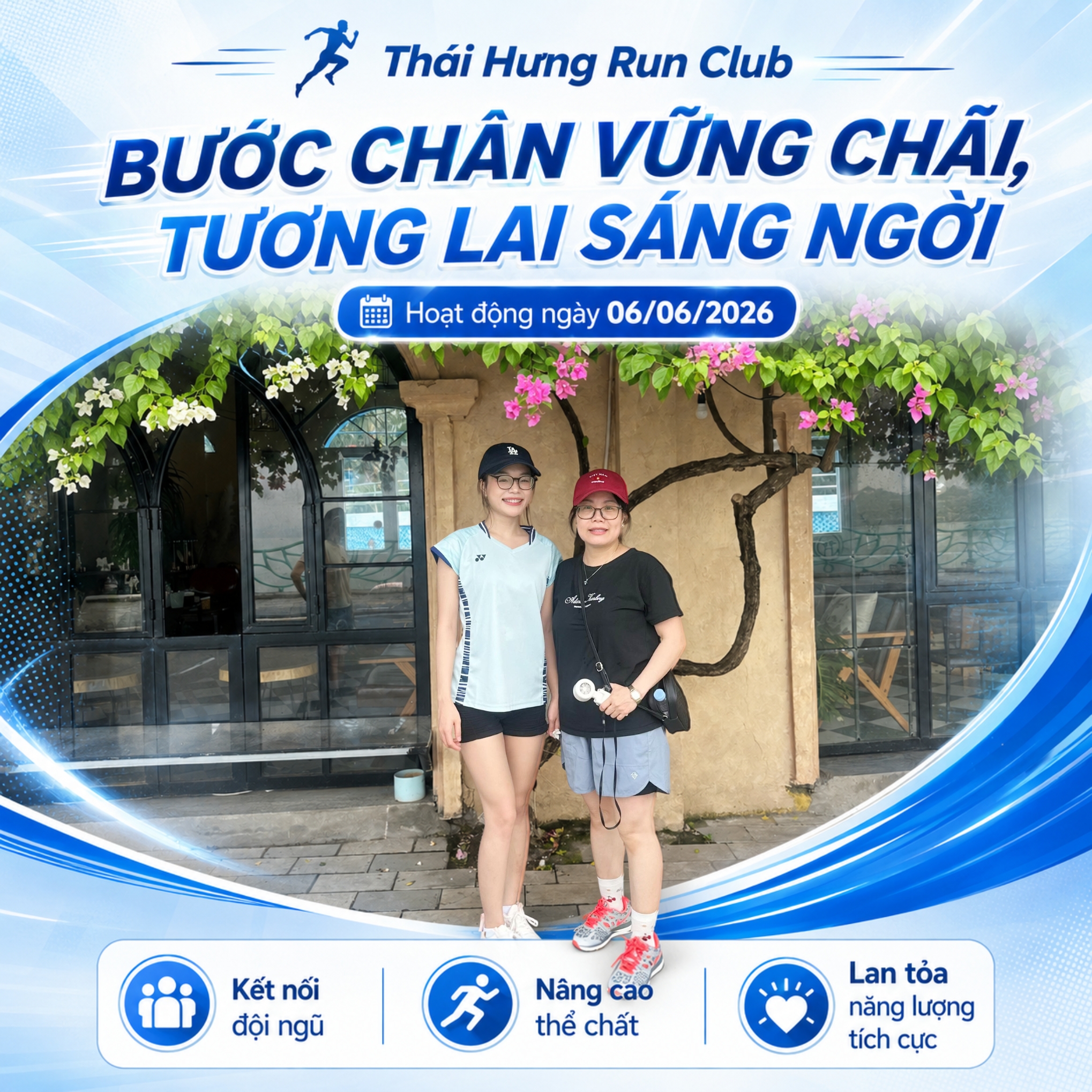 hành viên Thái Hưng Run Club đi bộ và rèn luyện sức khỏe ngoài trời