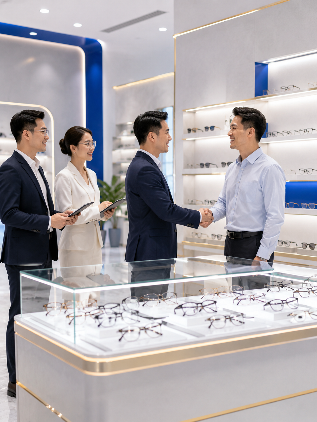 Đối tác đại lý hợp tác cùng Công ty Kính mắt Thái Hưng trong showroom